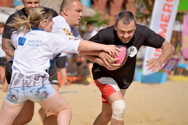 Rugby Manufaktura, 05 Ağustos 2017 plajında. Bierhalle Beach Rugby 2017, Lodz, Polonya