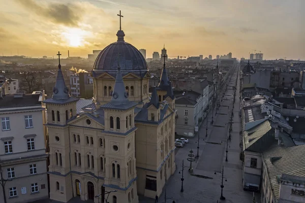 Lodz Városa Lengyelország Kilátás Szabadság Térre — Stock Fotó