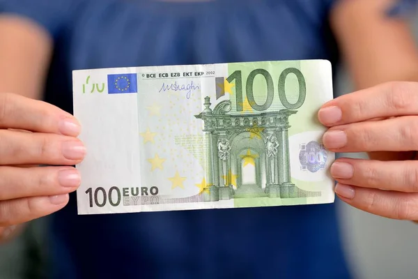 Euro Banknotes Money Woman Hand — Stock Photo, Image