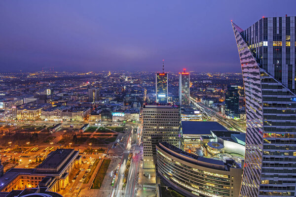 Warsaw, Poland - view of the night city.