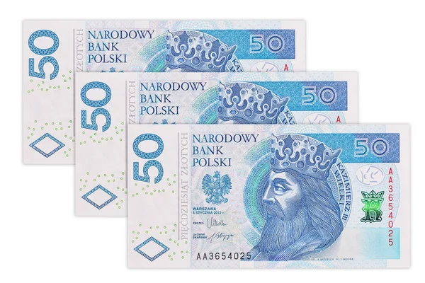 Polskie Pieniądze Obecne Banknoty Złote Polskie — Zdjęcie stockowe