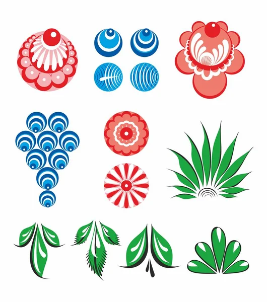 Tek tek çiçek öğeleri Gorodets resim vektör