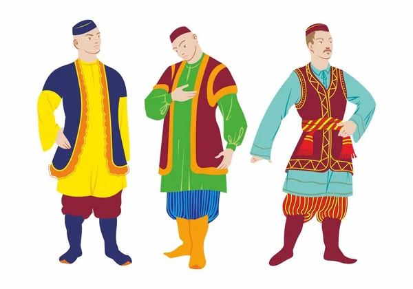 塔塔尔族民间服装、 服装 — 图库矢量图片