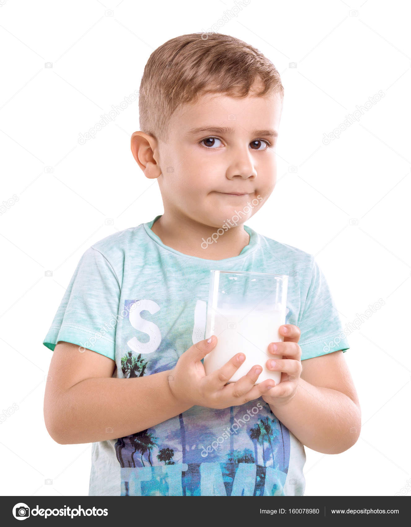 Close Up Portrait Of An Adorable Little Boy With Blonde Hair And