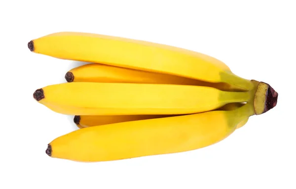 Čerstvý, organické, sladké zářivě žluté banány. Velká větev sladké svěží a jasné žluté tropické banánů izolovaných na bílém pozadí. — Stock fotografie