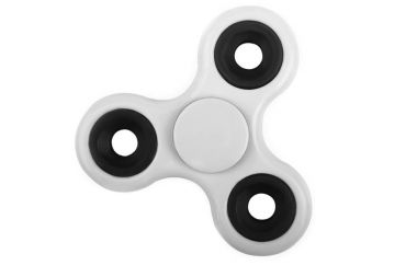 Beyaz bir arka plan üzerinde izole popüler topluca parmak spinner stres ve anksiyete Rölyef oyuncak. El spinner düz vektör çizim. Heyecan verici el ve spinner hileler. 