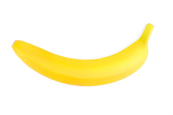 Einzelne köstliche, saftige und reife leuchtend gelbe Banane, isoliert auf weißem Hintergrund. unglaublich schmackhafte und frische tropische Früchte. süße Banane. — Stockfoto