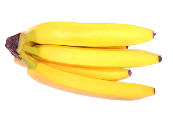 Una rama de plátanos tropicales de color amarillo brillante, aislados sobre un fondo blanco. Tubería y plátanos frescos. Frutas tropicales . — Foto de Stock
