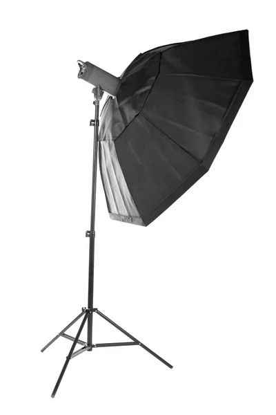 Fashionabla svart octobox, isolerad på en vit bakgrund. Professionell studioutrustning för foton. — Stockfoto