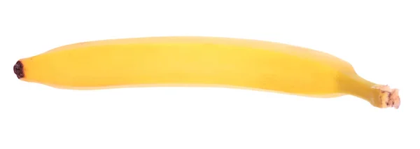 Een close-up van een hele banaan. Exotische banaan geïsoleerd op een witte achtergrond. Vegetarische ingrediënten. Gezond en zoet ontbijt. — Stockfoto