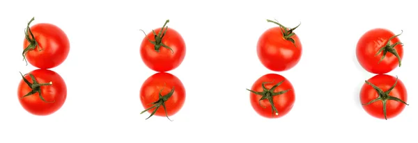 Tomates coloridos isolados em um fundo branco. Tomates vermelhos suculentos e frescos. Legumes orgânicos. Ingredientes de um ketchup . — Fotografia de Stock