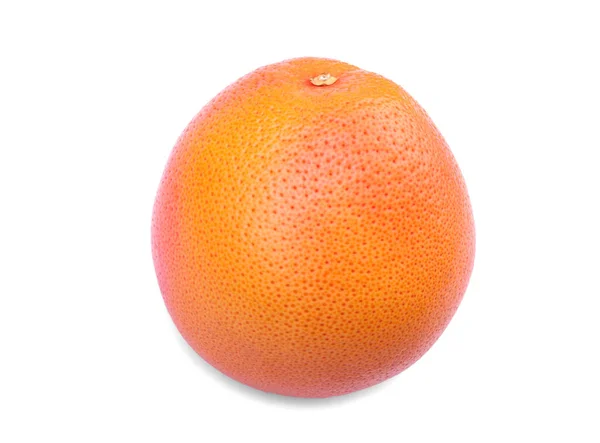 Uma toranja laranja tropical e brilhante isolada sobre um fundo branco. Uma toranja perfeitamente inteira e redonda cheia de vitamina C . — Fotografia de Stock