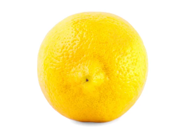 Närbild av fräscha, färgstarka, Mogen citron, isolerad på en vit bakgrund. En hela näringsrik gula citrusfrukt, full av vitaminer. — Stockfoto