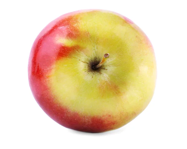 Nahaufnahme eines perfekten rot-gelben Apfels, isoliert auf weißem Hintergrund. saftige, nahrhafte, schmackhafte, helle Früchte. süße Sommerfrüchte. — Stockfoto