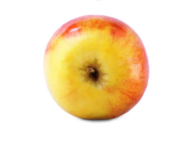 Um simples close-up de maçã. Uma maçã saborosa e crocante, isolada em um fundo branco. Uma maçã multicolorida e saudável. Frutas doces de verão . — Fotografia de Stock