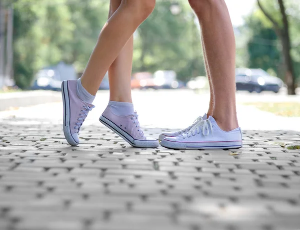 Modern Urban Hipster Teenagers Having Fun Close Picture Teenages Legs — Stock Photo, Image