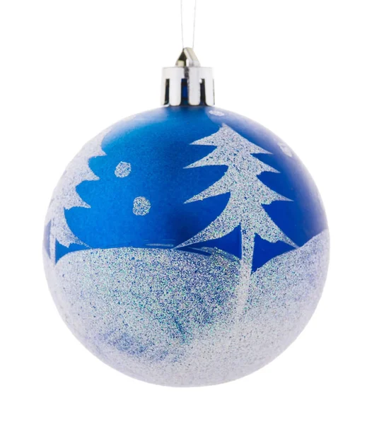 Luce blu palla di Natale isolato su sfondo bianco — Foto Stock