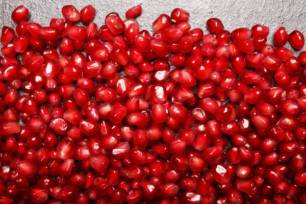 View Big Pile Colorful Red Garnet Seeds Light Gray Background — Stock Photo, Image