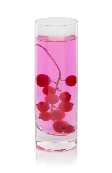 Vaso Con Una Ramita Grosella Roja Agua Rosada Bayas Para — Foto de Stock