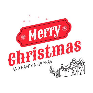 Mutlu Noeller ve mutlu yeni yıl el yazı yazıt. Vektör çizim için tebrik kartı.