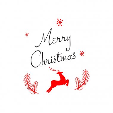 Kare beyaz bir arka plan ile kırmızı şenlikli yazı mutlu Noeller. Vektör çizim için tebrik kartı.