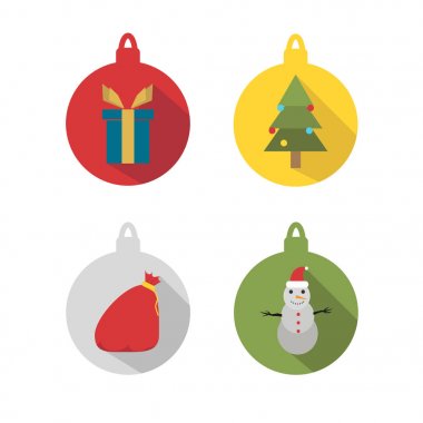 Noel ağacı, beyaz bir arka plan üzerinde izole için renkli topları. Kış tatili ve kutlamalar genel kavram. Vektör.