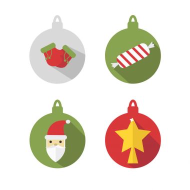 Noel ağacı, beyaz bir arka plan üzerinde izole için renkli topları. Kış tatili ve kutlamalar genel kavram. Vektör.