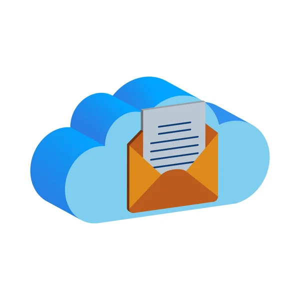 Una cartella dati di backup cloud, isolata su uno sfondo bianco. Concetto di design delle cartelle cloud. Illustrazione vettoriale . — Vettoriale Stock