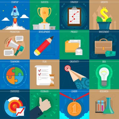 İş vektör simgeler kümesi. Web tasarım nesneleri, iş, ofis ve pazarlama öğeleri simgeler. Vektör çizim.