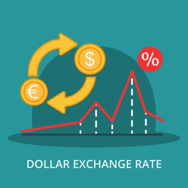 Dolar döviz kuru öğeleri. Dolar ve Euro ile bir grafik. Vektör çizim.