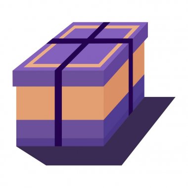 Bir büyük çok renkli yeni yıl hediye kutusu ile beyaz bir arka plan üzerinde izole bir şerit. Vektör çizim.