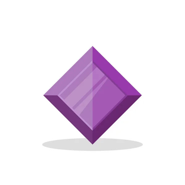 Een lichte paarse kristal geïsoleerd op een witte achtergrond. Een paarse diamant. Sieraden concept. Vectorillustratie. — Stockvector