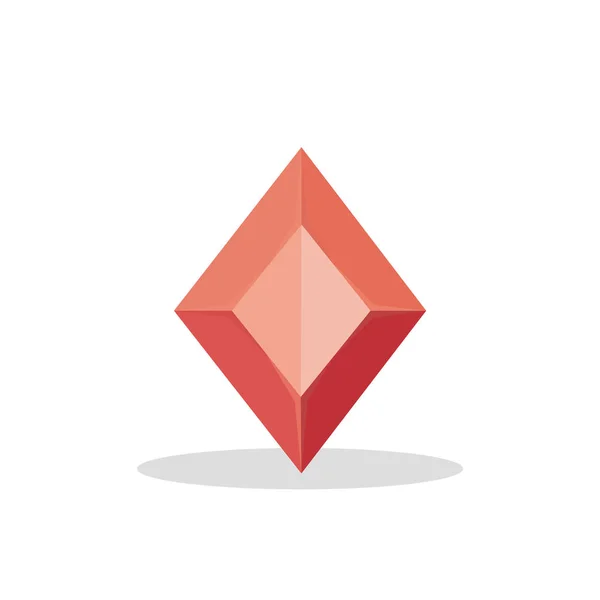 Een heldere rode kristal geïsoleerd op een witte achtergrond. Een rode diamant. Sieraden concept. Vectorillustratie. — Stockvector