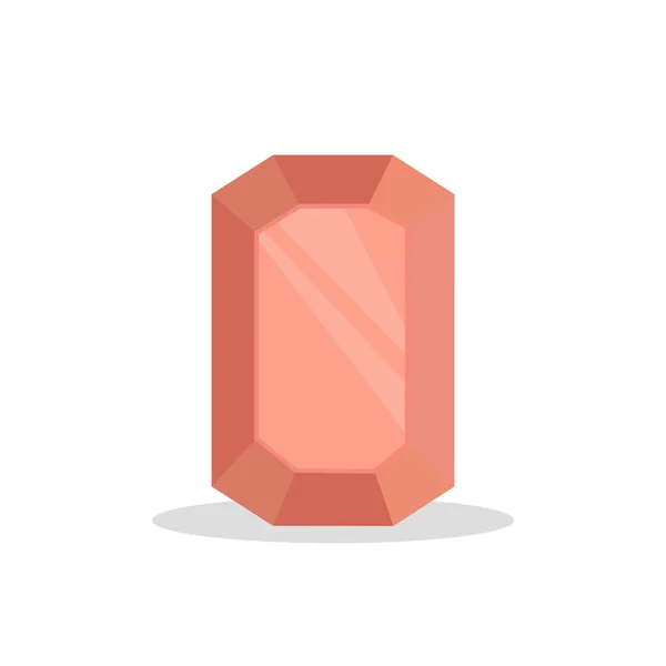 Een helder roze kristal geïsoleerd op een witte achtergrond. Diamant juwelen concept. Vectorillustratie. — Stockvector