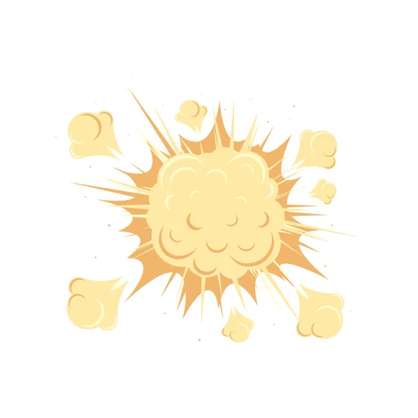 Un'esplosione gialla o un'icona di boom cloud in stile cartone animato isolato su sfondo bianco. Illustrazione vettoriale . — Vettoriale Stock