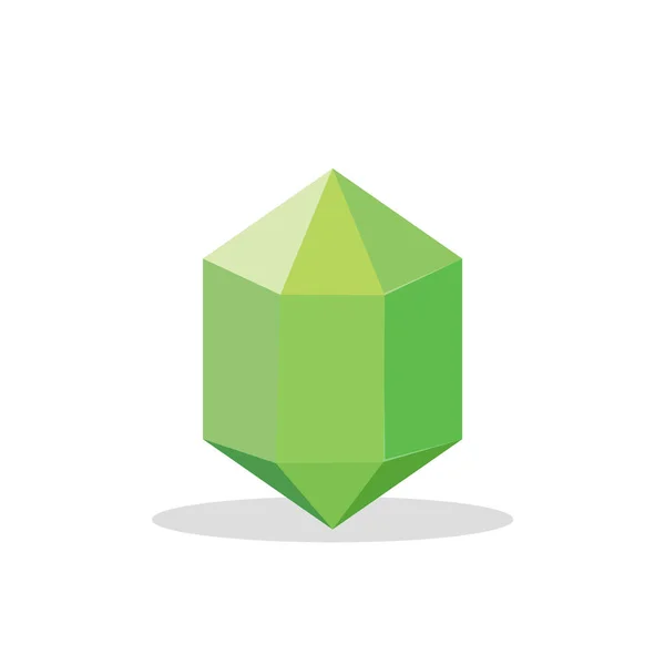 Een helder groen kristal geïsoleerd op een witte achtergrond. Een groene diamant. Sieraden concept. Vectorillustratie. — Stockvector