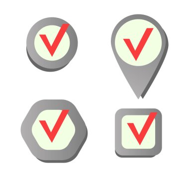 Onay işaretleri simgeler. Oklar veya beyaz bir arka plan üzerinde izole keneler. Vektör çizim.