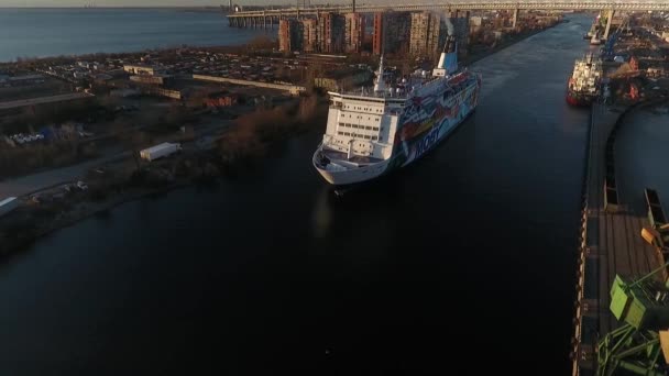 Суда Морском Канале Санкт Петербург — стоковое видео