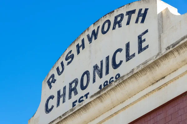 Antigo escritório de jornal Rushworth Chronicle em Rushworth, no centro de Victoria . — Fotografia de Stock