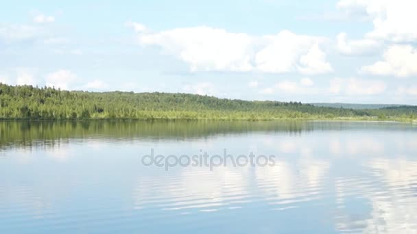 Paisagem do lago bonito com floresta, lagoa russa — Vídeo de Stock