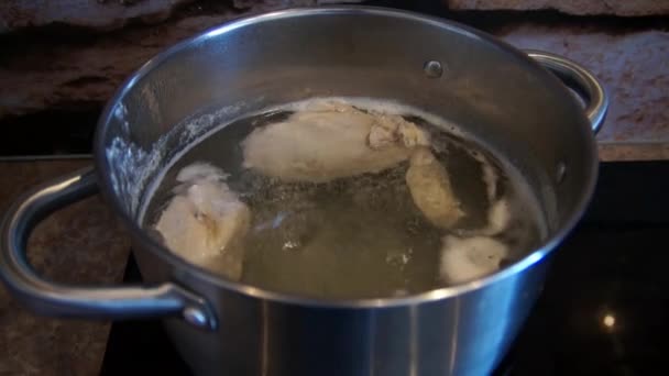 Chicken soup cooking — Stock Video