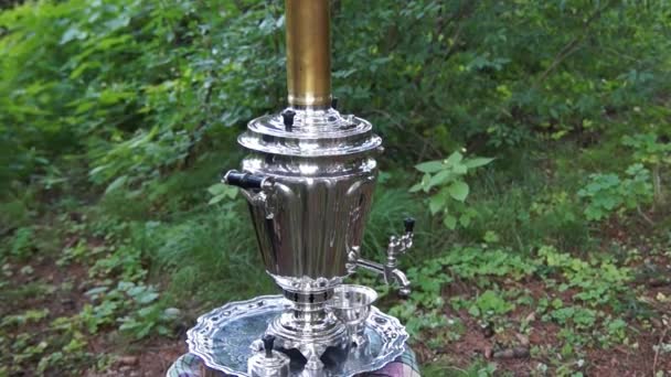 Ancient old samovar — Stock Video