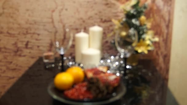 Cena de Navidad. Decoraciones de Año Nuevo 2018 — Vídeo de stock