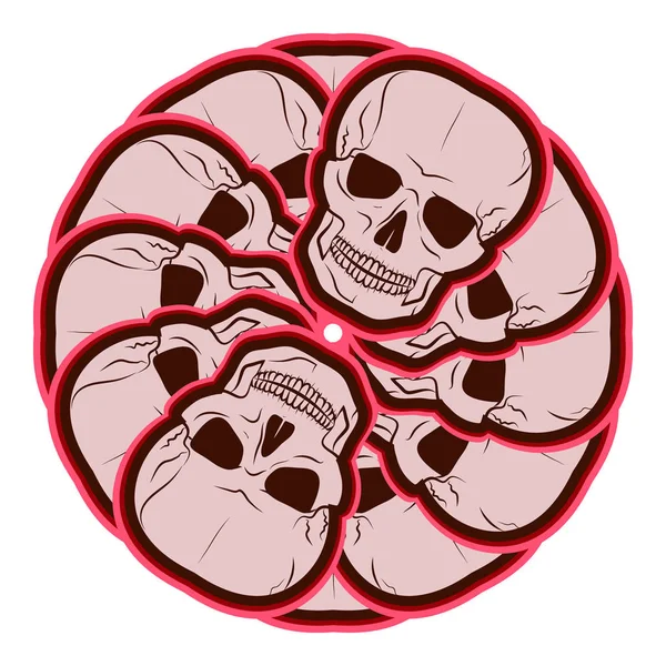 Kreisförmiges Schädelmuster. Emblem — Stockvektor