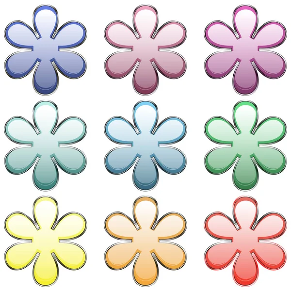 Set vector flowers buttons — Stock Vector