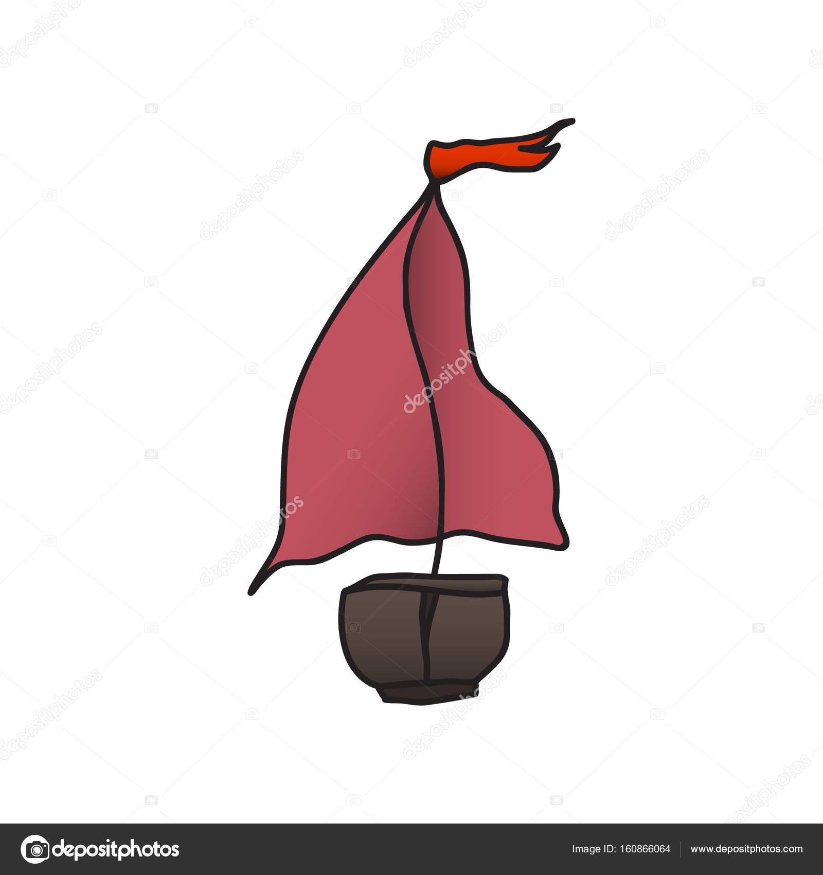 Vettore Disegno Di Una Barca A Vela Per Bambini Barca A