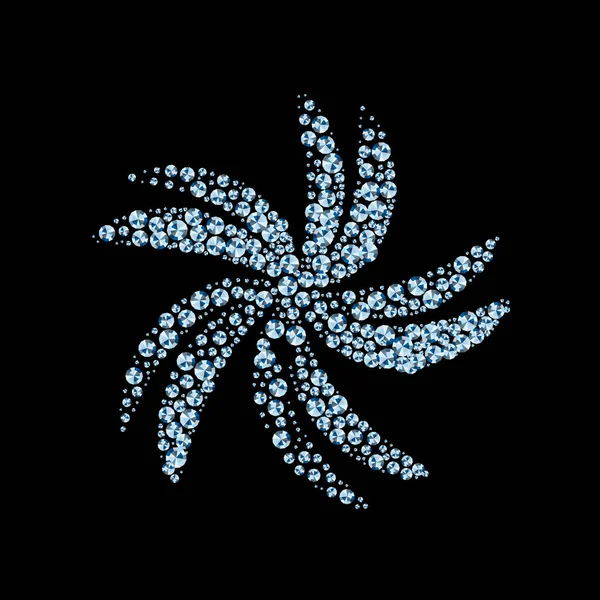 Une fleur de diamants sur fond noir. Illustration vectorielle — Image vectorielle