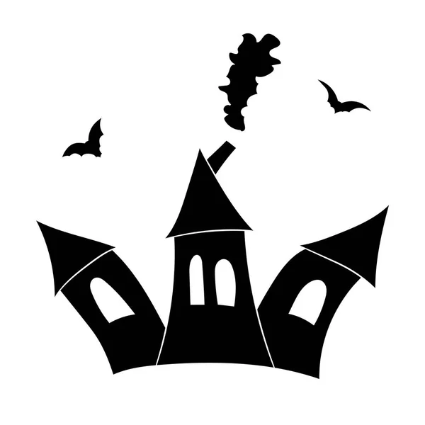 Häxa slott. en tecknad bild av Halloween. vektorillustration. hand ritning — Stock vektor