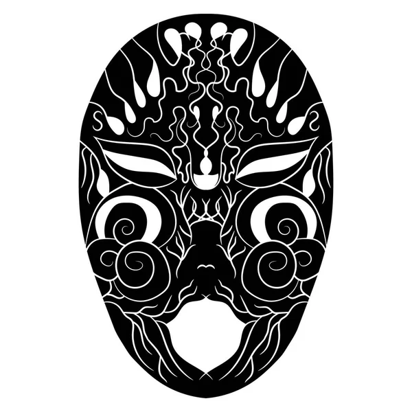 Image d'un masque noir avec des motifs. Sujets festifs. Illustration vectorielle. Dessin manuel — Image vectorielle