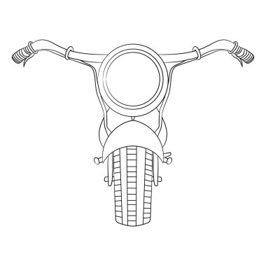 Önden Görünüm bir yol motosiklet görüntüsüdür. Vektör çizim. El çizimi